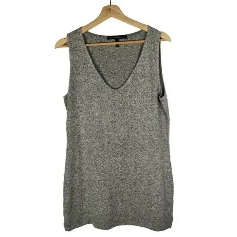 White House Black Market WHBM Gray Knit Tunic Tank Top M